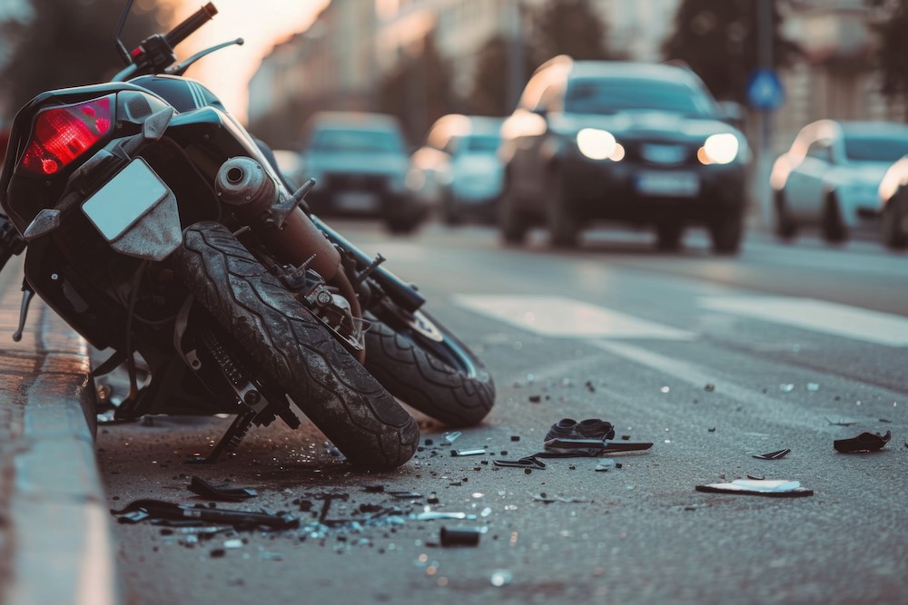 motorcykel som är skadad i trafiken